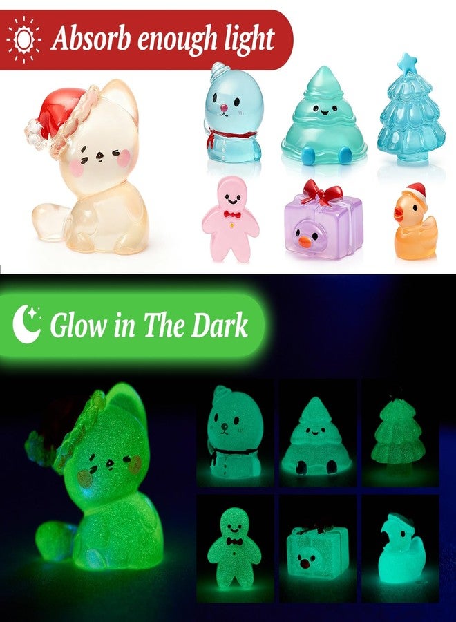 CHAMBERY 40Pcs Miniature Christmas Figurines Mini Resin Figures Glow in The Dark to Hide Xams Tree Snowman for New Year Holiday Party Favors Crafts Decorations - Image 3